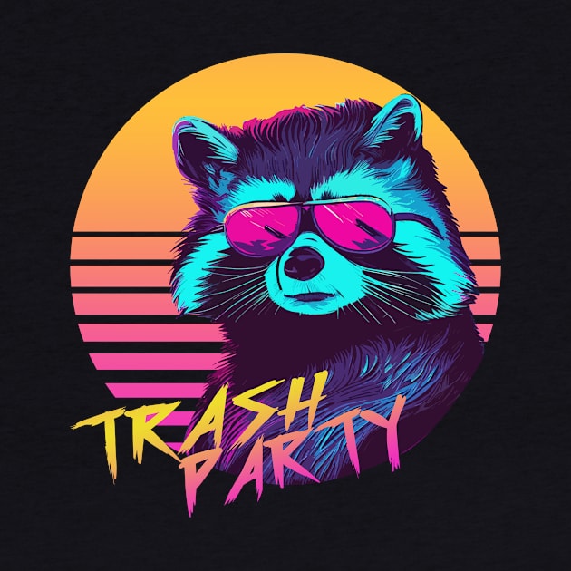 Trash Party - Synthwave Raccoon by Polomaker